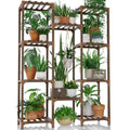 Wood Plant Stand with 10 Shelves - Eucalyptus Finish
