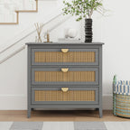 3 Drawer Cabinet, Natural Rattan