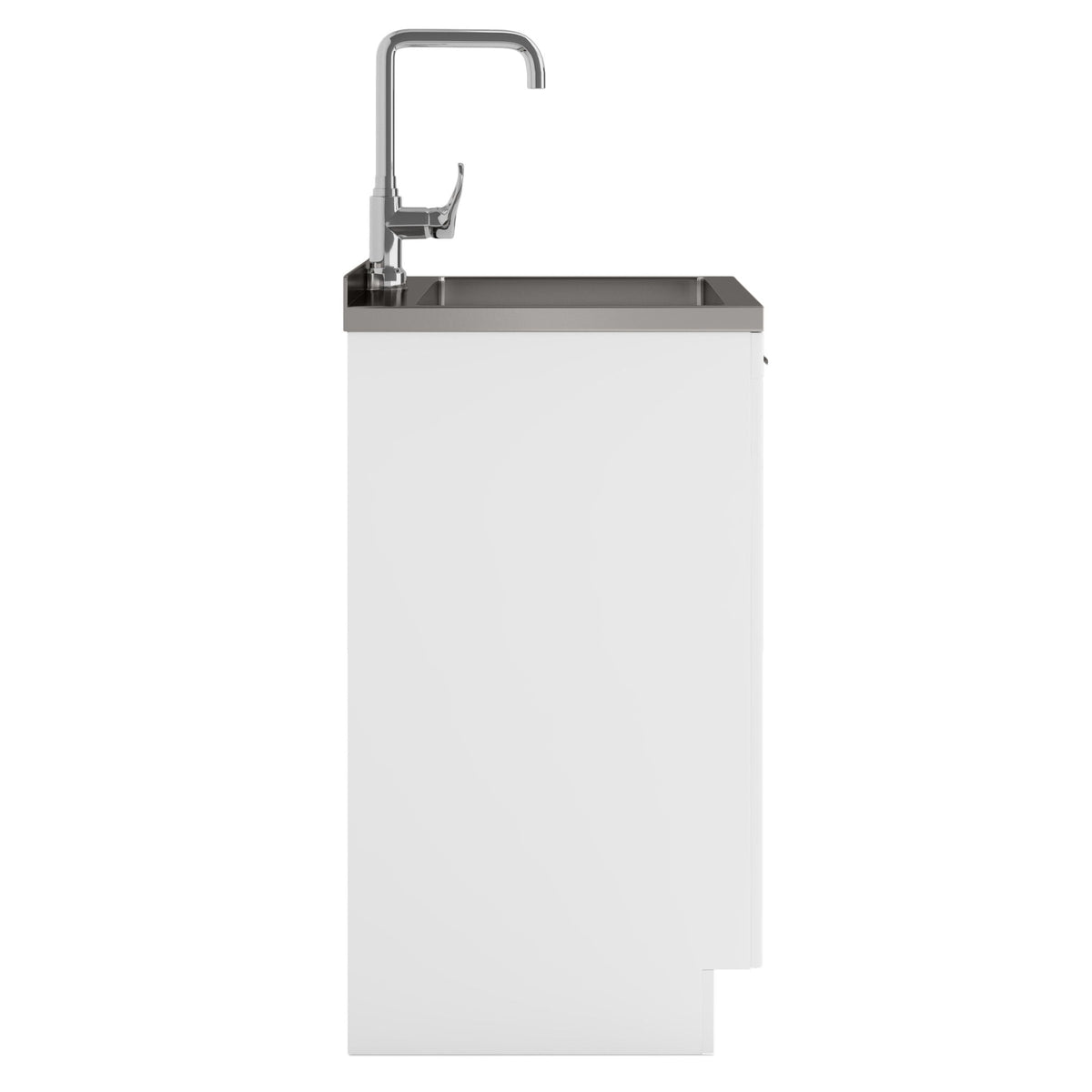 Laundry Cabinet with Stainless Steel Sink and Faucet - White