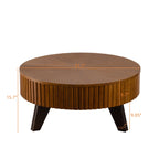 Round Retro Coffee Table with Solid Wood Legs