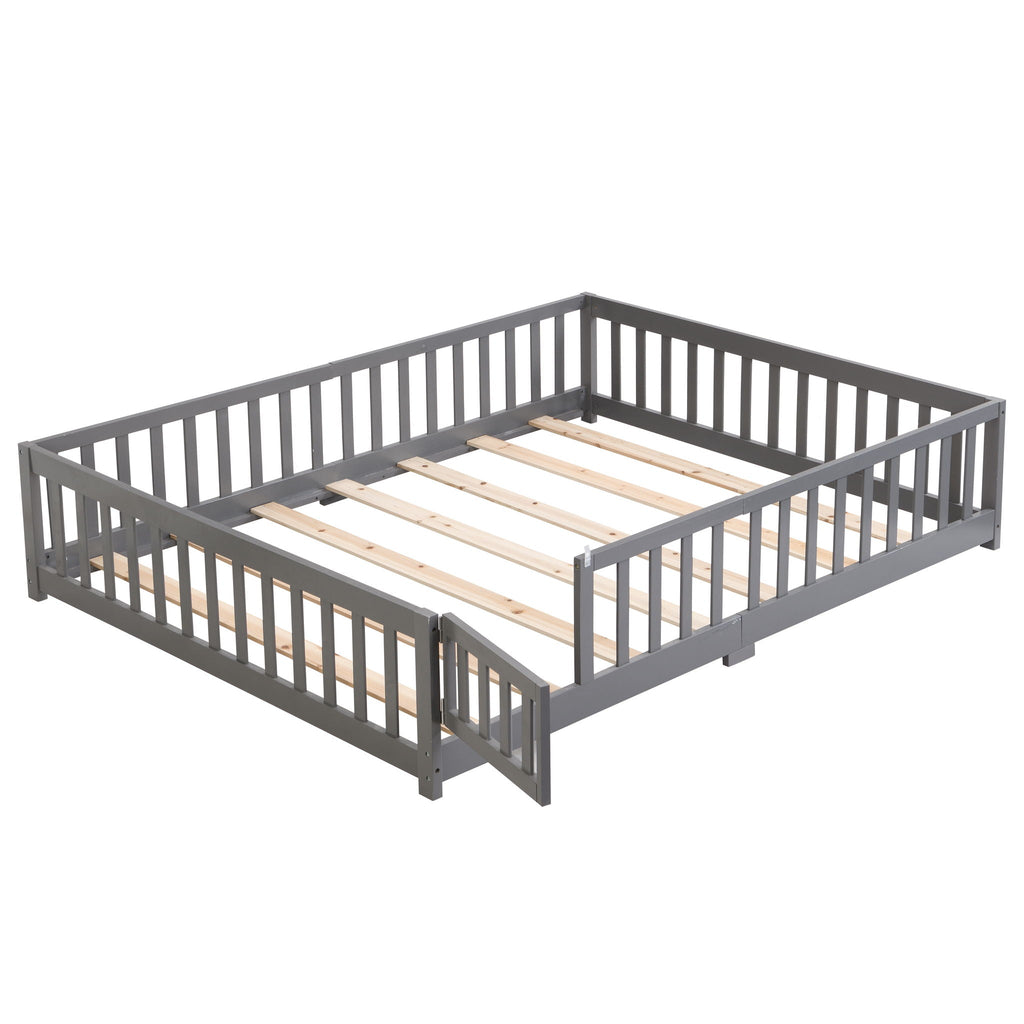 Solid Floor Bed with Door and Safety Fence - Full or Twin Size