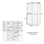 Large Freestanding Kitchen Pantry Storage Cabinet with Adjustable Shelves - Blue, Gray, White