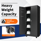 Rolling Metal Storage Locker Cabinet with Lockable Doors - Steel