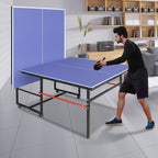 8ft Foldable Table Tennis Table Set with Portable Design - Blue