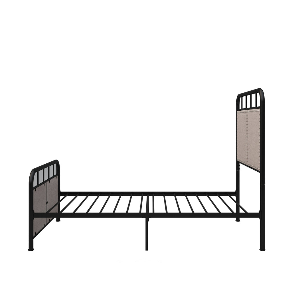Twin Size Linen Upholstered Platform Metal Bed Frame