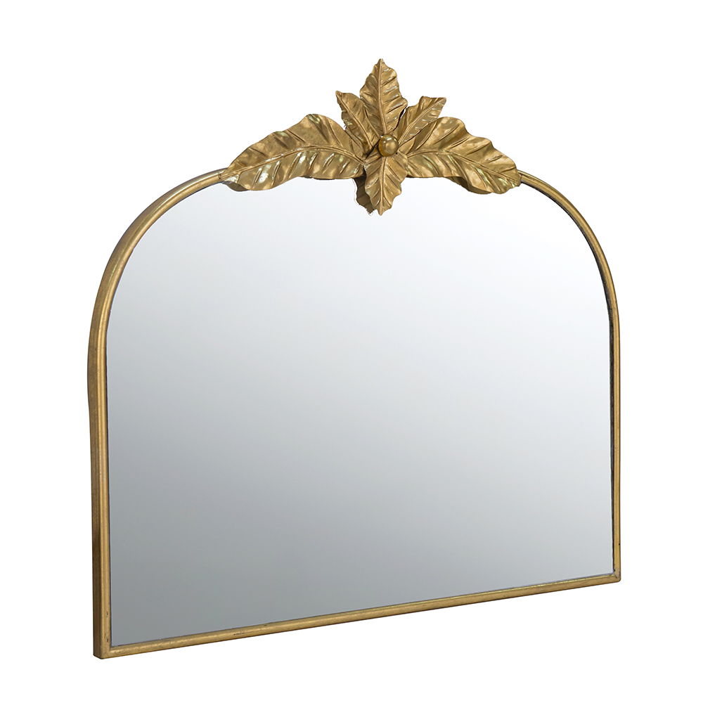Gold Arched Wall Mirror with Metal Frame - Decorative Accent