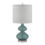Ellipse Curved Glass Table Lamp Set of 2 with Curved Blue Glass Base - Blue