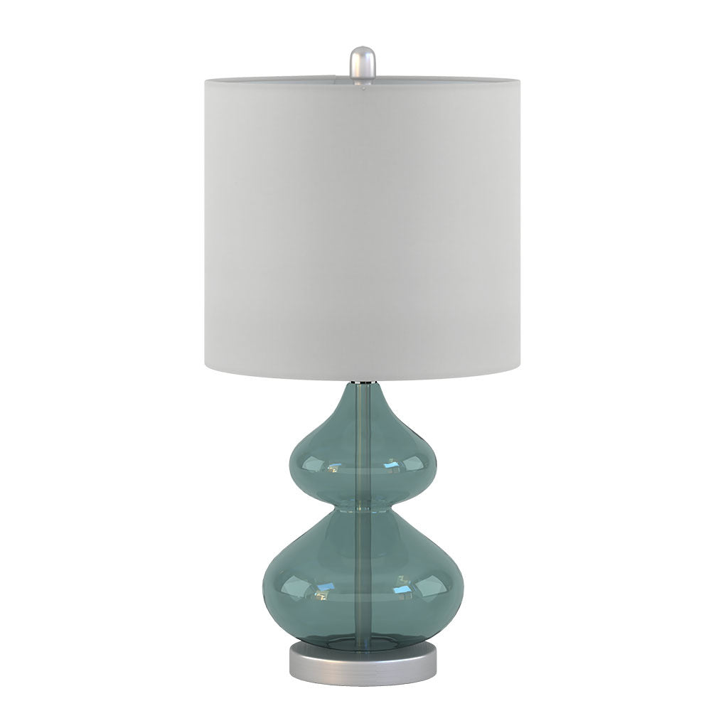 Ellipse Curved Glass Table Lamp Set of 2 with Curved Blue Glass Base - Blue