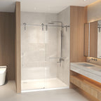 Frameless Sliding Bathtub Door with Tempered Glass - Black or Gray