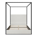 Canopy Bed With Tall Upholstered Headboard and Four Poster - White