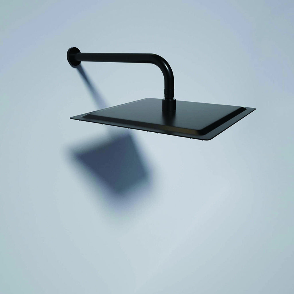 16" Shower Arm with Flange - Stainless Steel, Rust Resistant Design - Matte Black