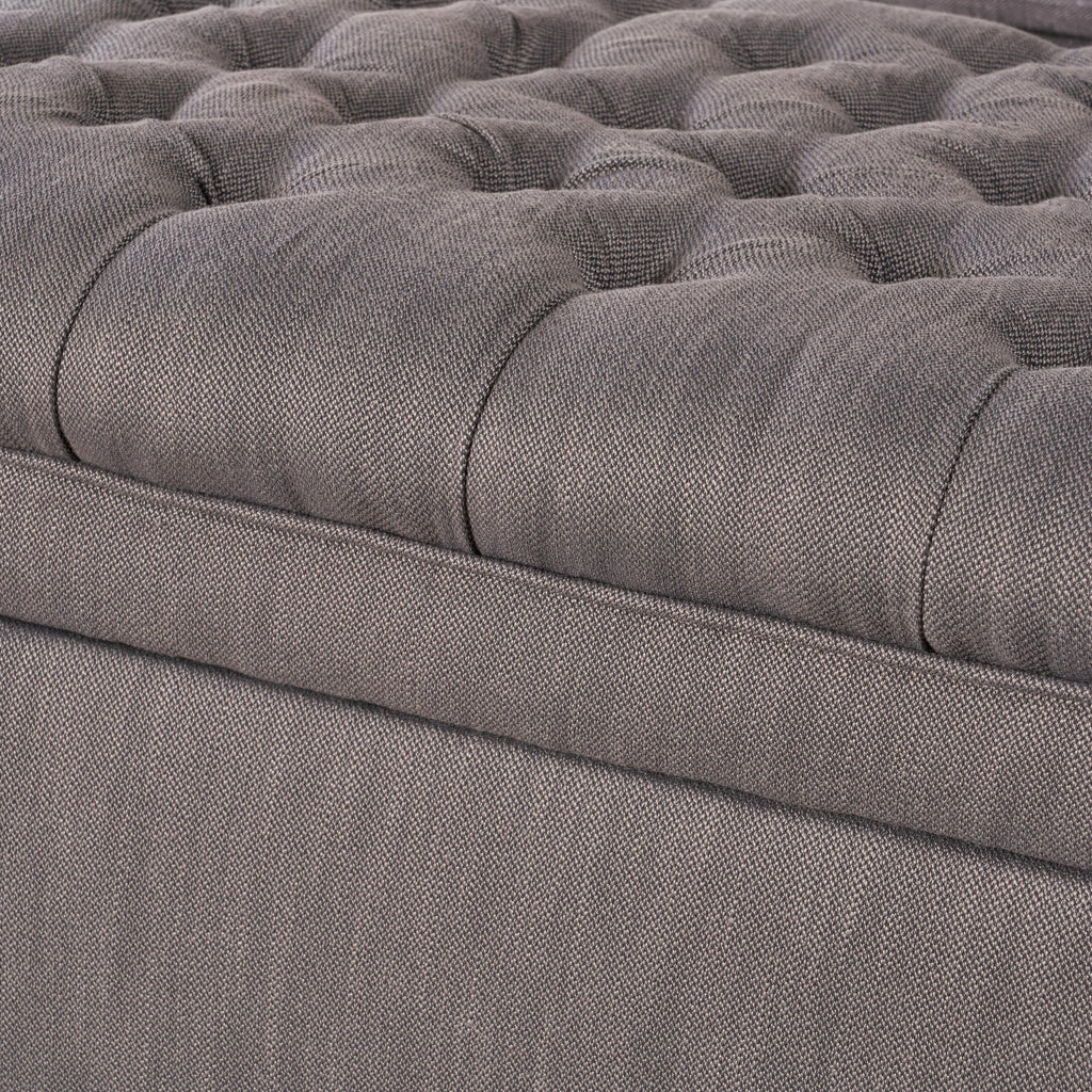Gray Fabric Storage Ottoman Bench with Hidden Storage - Juliana