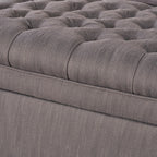 Gray Fabric Storage Ottoman Bench with Hidden Storage - Juliana
