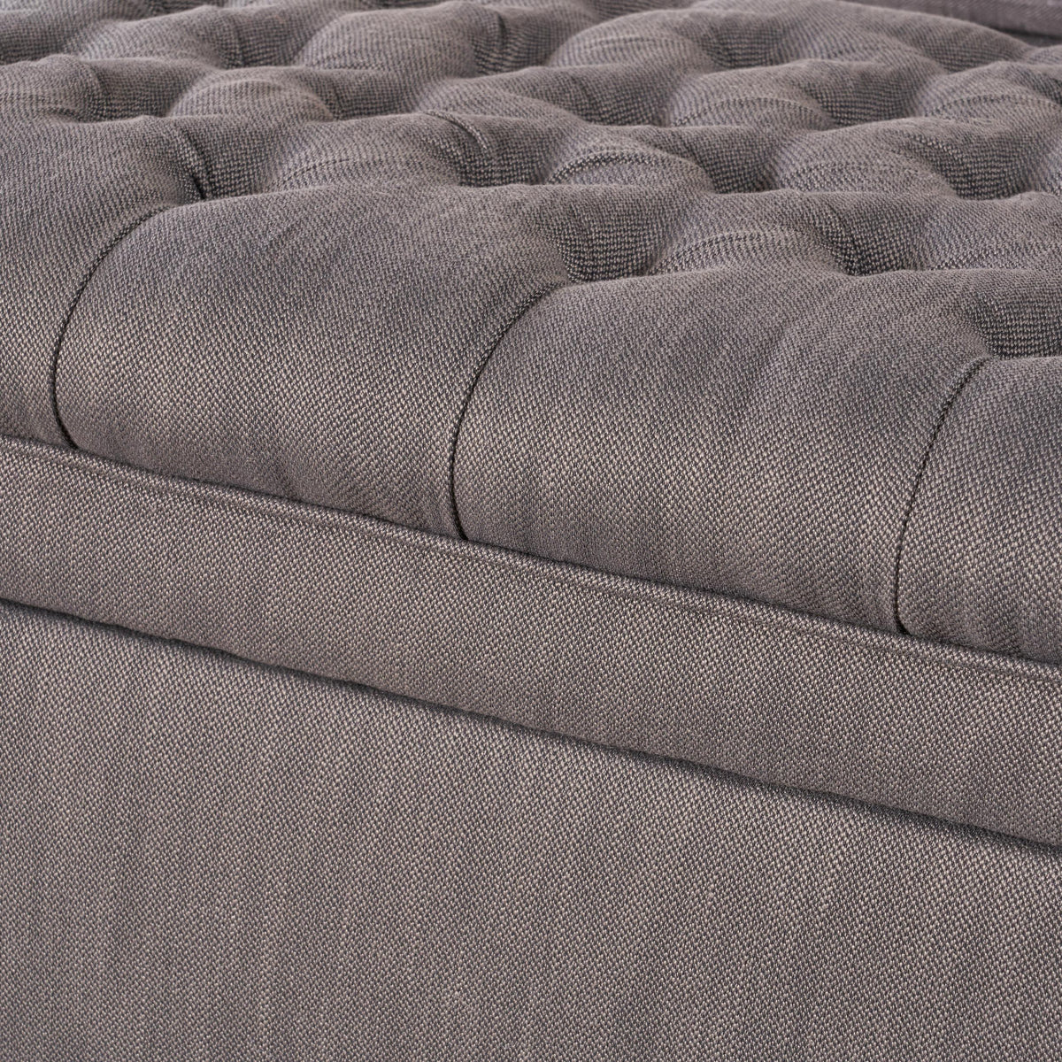 Gray Fabric Storage Ottoman Bench with Hidden Storage - Juliana