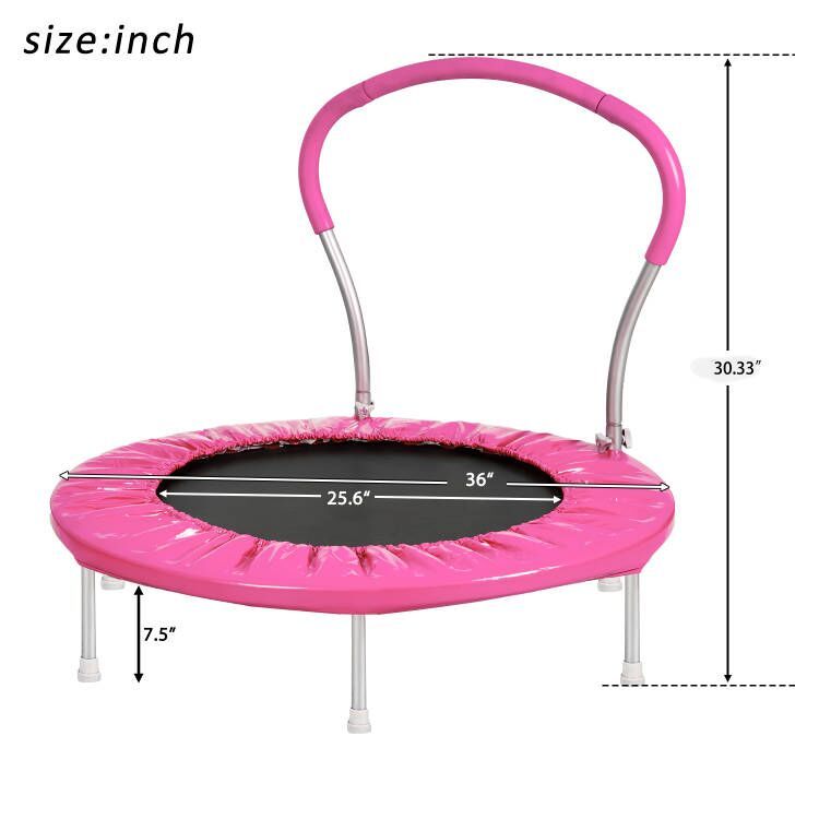 Compact Kids Trampoline With Handle – Adjustable Metal Frame - Light Blue or Pink