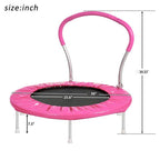 Compact Kids Trampoline With Handle – Adjustable Metal Frame - Light Blue or Pink