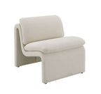 Curved Shape Accent Chair with Premium Fabric Upholstery - Beige or Green