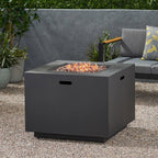 Outdoor Iron Square Propane Fire Pit with 50,000 BTU - Brushed Brown