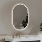 Smart LED Wall Mounted Mirror with Touch Screen and Adjustable Lighting - Pearl Silver