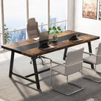 Modern Rectangular Conference Table for 6-8 People with Durable Frame - Dark Gray or Dark Brown