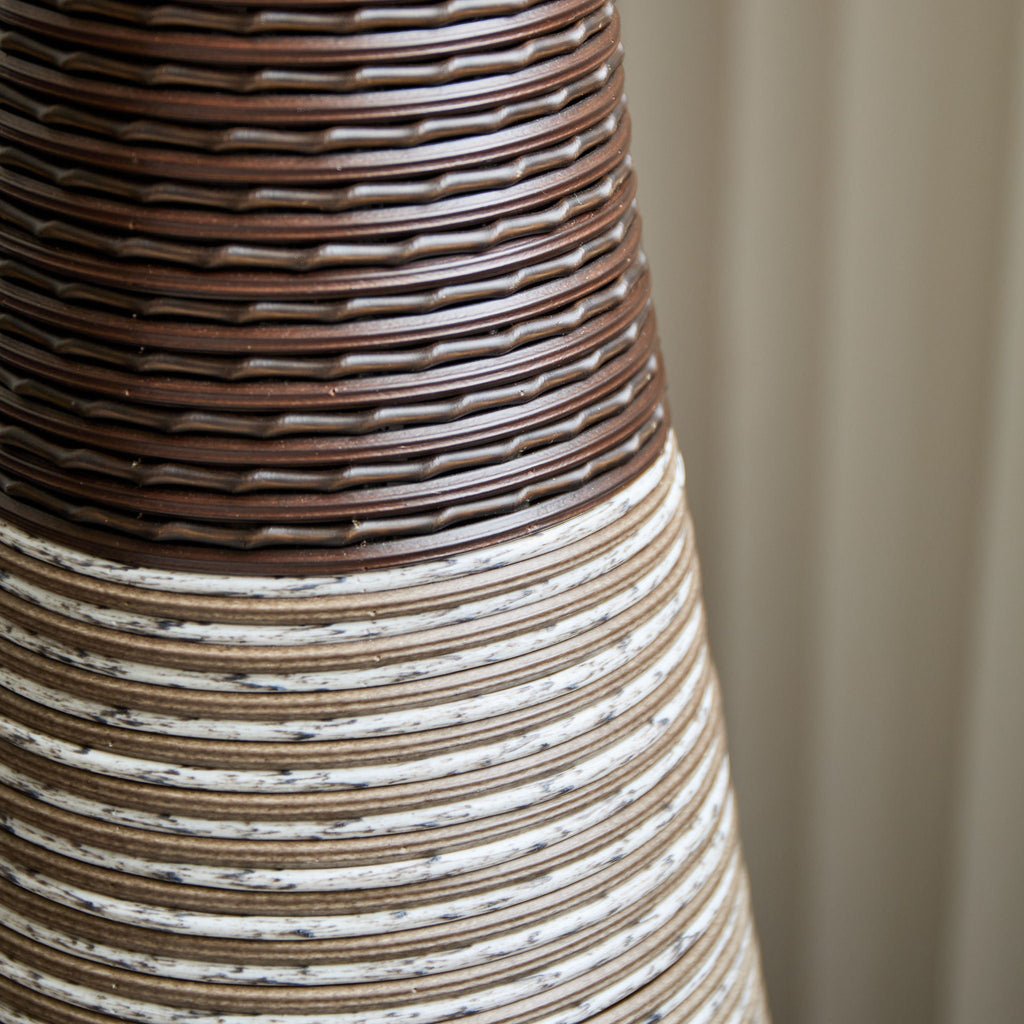 Tall Artificial Rattan Floor Vase with Two-Tone Finish - Black / Gray