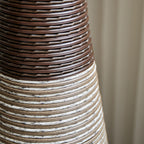 Tall Artificial Rattan Floor Vase with Two-Tone Finish - Black / Gray