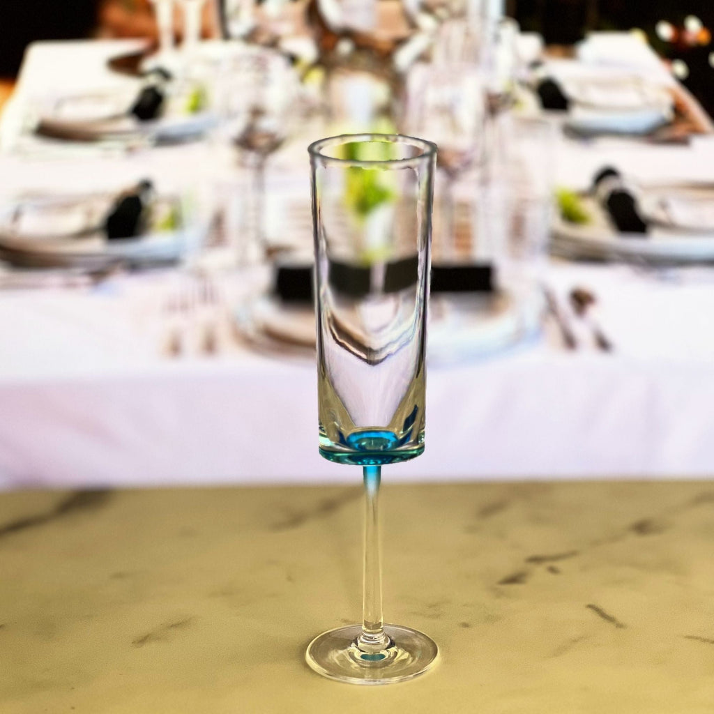 Oval Halo Acrylic Champagne Flutes with Unbreakable Design - Blue or White