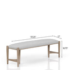 Sand Upholstered Bench with Nailhead Trim - 59.25" W