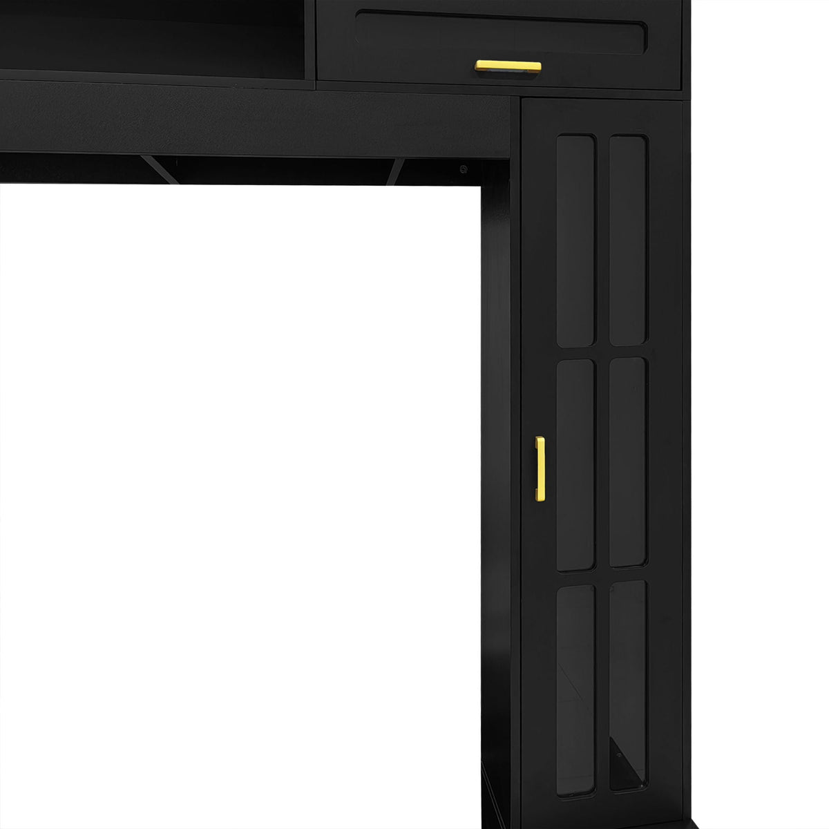 Wall Unit Entertainment Center with Glass Doors - White or Black