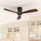 Low Profile Ceiling Fan with 3 Blades and Remote Control - Light or Dark Brown