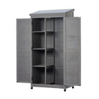 Outdoor Storage Shed with Vertical Tool Cabinet - Solid Wood, Dark Gray or Light Brown