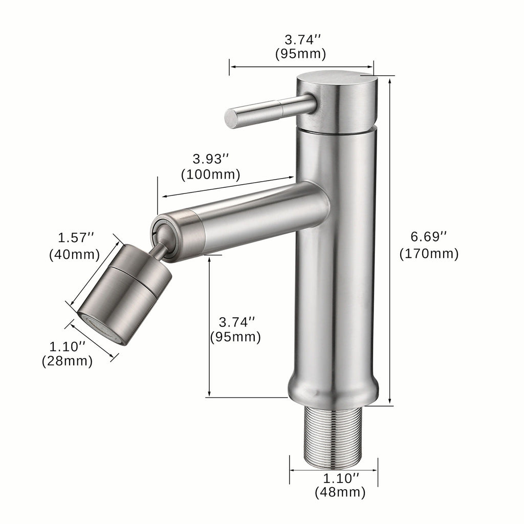 Pearl Silver Bathroom Faucet with 2 Modes and 360° Rotating Aerator