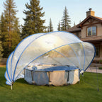 18ft Ground-Mounted Retractable Pool Cover with Fiberglass Rods - Blue