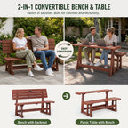 2-in-1 Convertible Bench Picnic Table