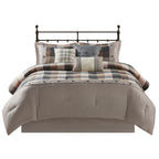 Herringbone Queen Comforter Set with Hypoallergenic Fill - Neutral