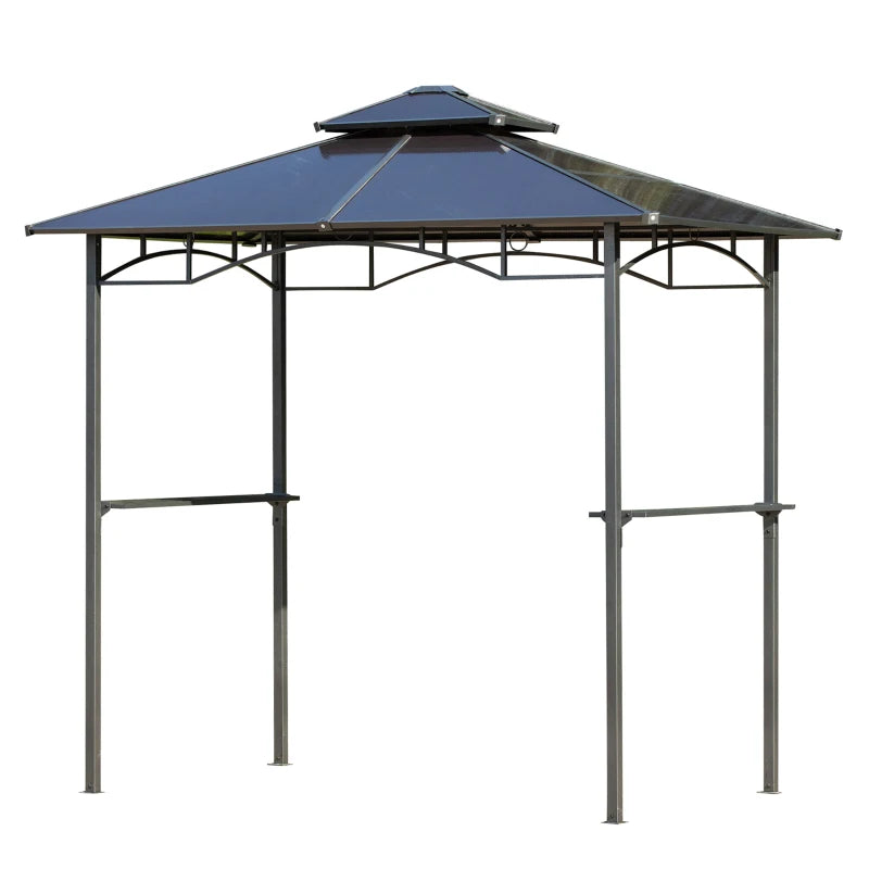 Outdoor BBQ Canopy Grill Gazebo with Steel Frame - Brown