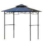 Outdoor BBQ Canopy Grill Gazebo with Steel Frame - Brown