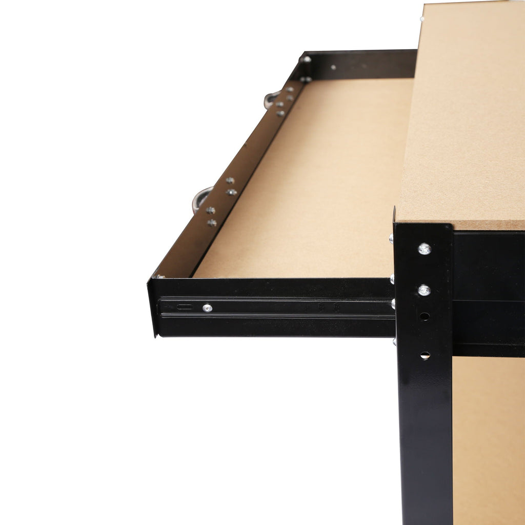 Steel Workbench Tool Storage with Drawer and Peg Board - Black / Light Brown