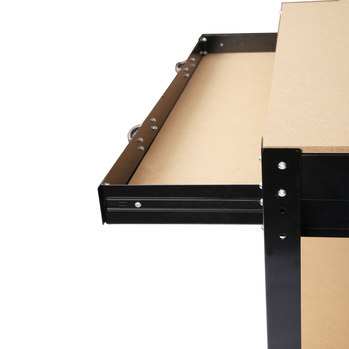 Steel Workbench Tool Storage with Drawer and Peg Board - Black / Light Brown