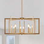 Modern Golden Geometric 8-Light Chandelier with Adjustable Suspension - Gold