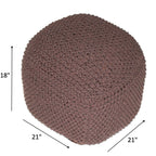 Cable Knitted Accent Pouf with Semi Rounded Design - Beige, Dark Brown, Dark Gray