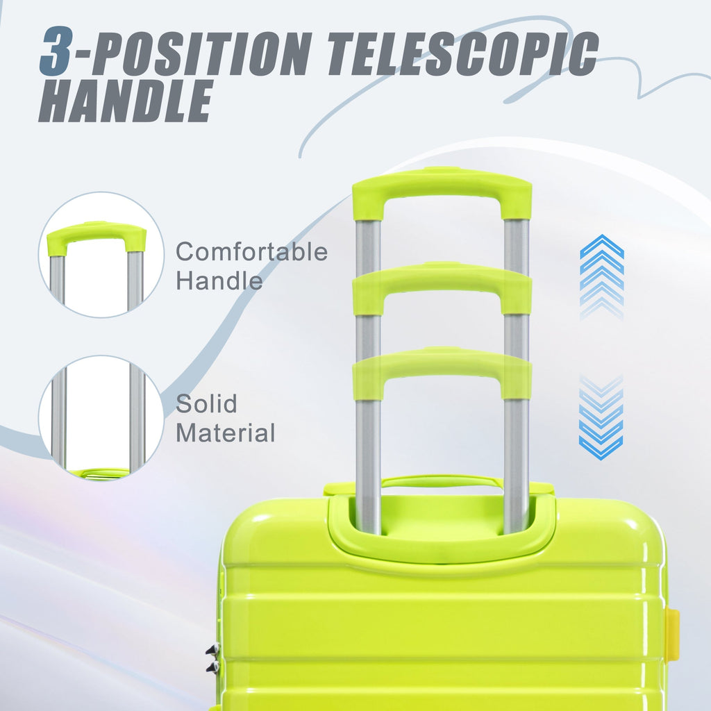 PC Spinner Wheel Luggage Set with 360° Wheels - Green + Yellow