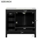 36" Black Bathroom Vanity With Ceramic Sink Combo