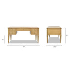 Dauphin 5 Drawer Executive Desk with Solid Rubber Hardwood - Gray or Light Brown