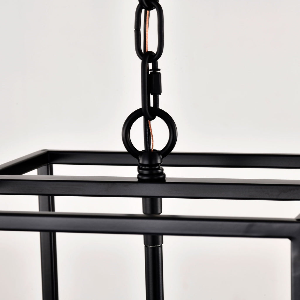 4 Light Metal Lantern Pendant Light with Adjustable Height - Black or Gold