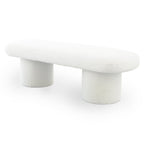 Ivory Upholstered Bench with Boucle Fabric - Randolph
