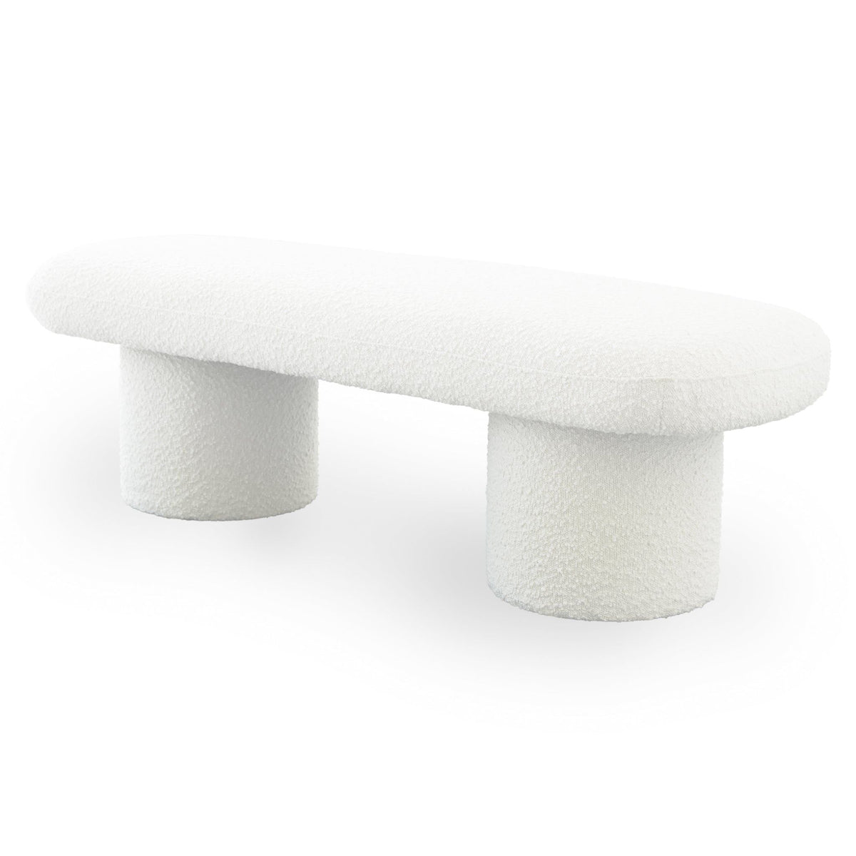 Ivory Upholstered Bench with Boucle Fabric - Randolph