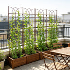 4 Pack Metal Garden Trellis with Rustproof Iron Support - Brown or Black