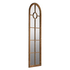 Half Round Elongated Mirror with Decorative Window Look - Brown