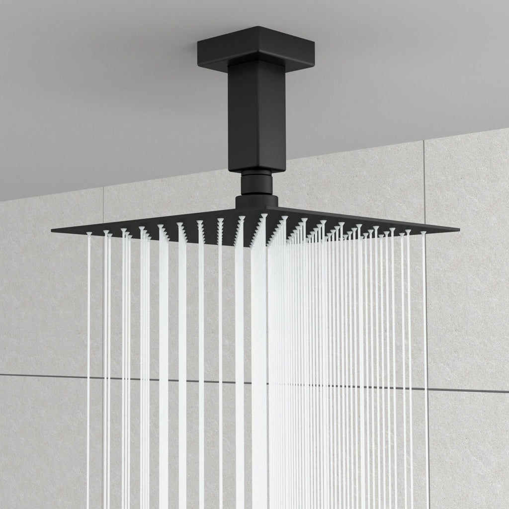 Ceiling Mounted Shower Arm with Flange Stainless Steel - Black or Gray